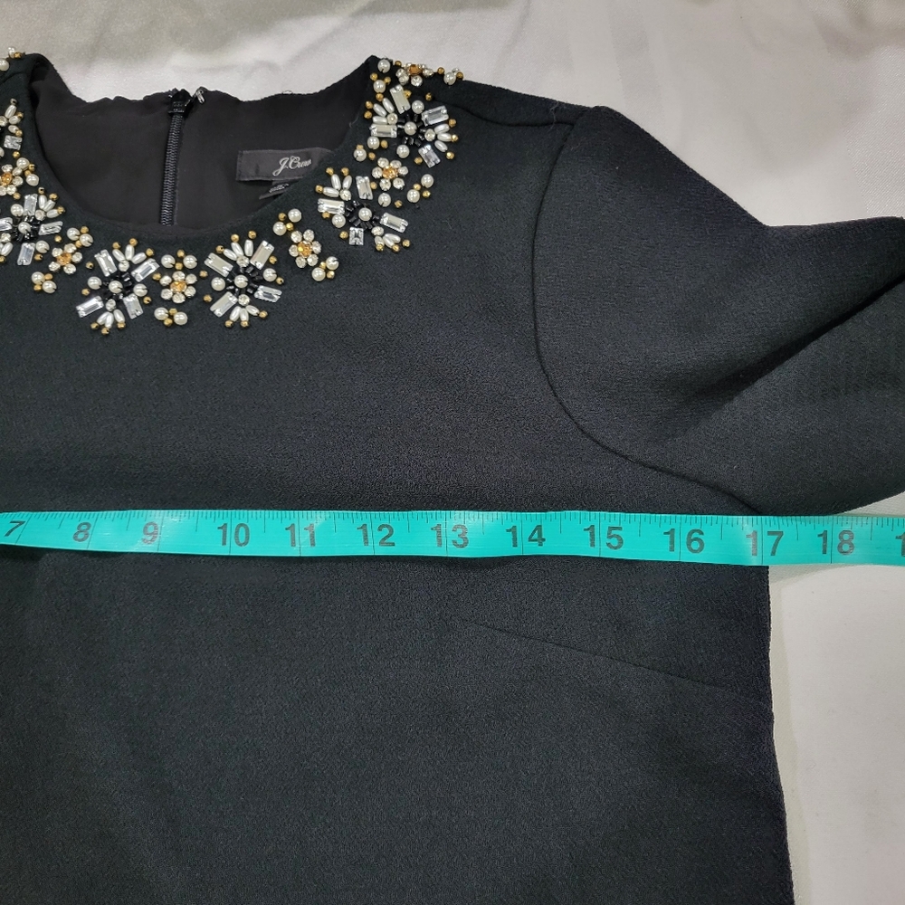 J Crew Jewel Embellished Long Sleeve Shift Dress Size 00 AF426 - Picture 10 of 12